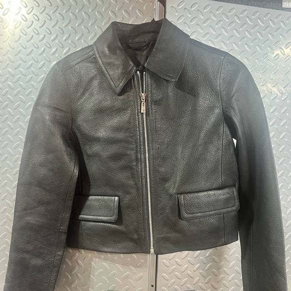 NWT Madewell Shrunken Zip-Front Jacket in Leather. - Picture 2 of 12